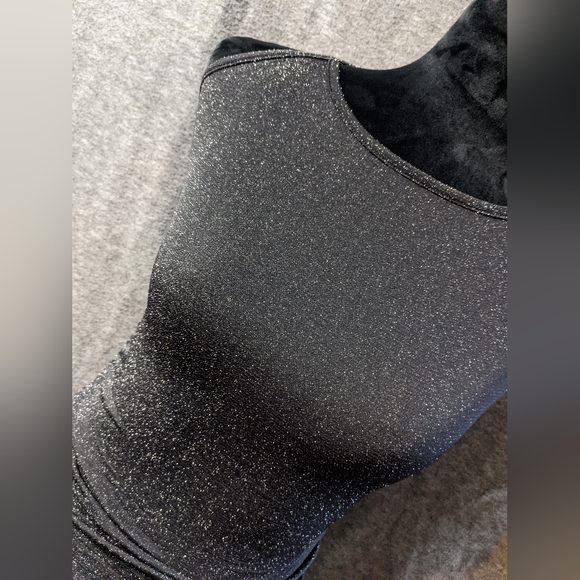 NWOT Sexy Cross Cross Tie Backless Black Glitter Cocktail Dress Size Small - Picture 3 of 5